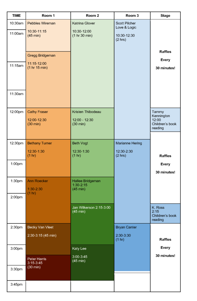 Family Christian Book Fest 2026 Workshop Schedule
